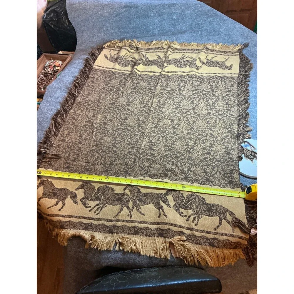 Horse Equestrian Throw Blanket Country Western Decor 32x44